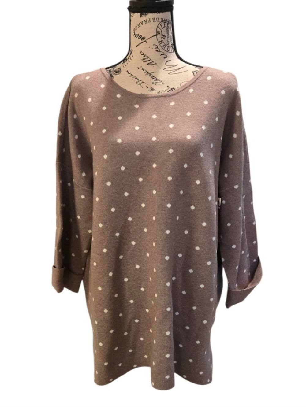 NEW Cynthia Rowley Polka Dot Scoop Neck Sweater Sz 2X